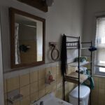 Small bathroom with sink and mirror.