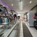Store interior with shelves and counter.